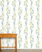 Load image into Gallery viewer, Floral Stripe Grey-Green Wallpaper