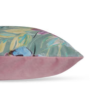 Load image into Gallery viewer, Cosmos Printed Velvet Grey Green Cushion