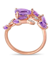 Load image into Gallery viewer, Amethyst & Diamond Leaf Ring