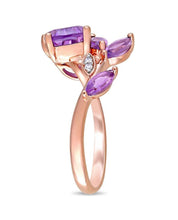 Load image into Gallery viewer, Amethyst & Diamond Leaf Ring