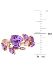 Load image into Gallery viewer, Amethyst & Diamond Leaf Ring
