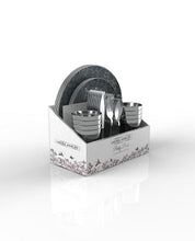 Load image into Gallery viewer, Grey Silver Coupe Pattern 56 Pc Party Set (Setting for 8)