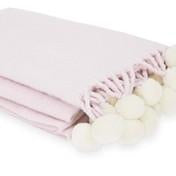 Load image into Gallery viewer, Blush Pom Pom Knitted Blanket
