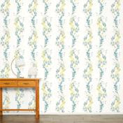 Load image into Gallery viewer, Floral Stripe Grey-Green Wallpaper
