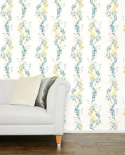 Load image into Gallery viewer, Floral Stripe Grey-Green Wallpaper
