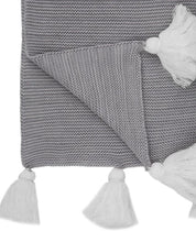 Load image into Gallery viewer, Gable Knitted Tassel Grey Throw
