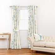 Load image into Gallery viewer, Floral Stripe Grey Green Curtain Fabric
