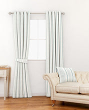 Load image into Gallery viewer, Heacham Stripe Duck Egg Curtain Fabric

