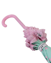 Load image into Gallery viewer, Girl&#39;s Mint/Pink Heart Ruffle Umbrella
