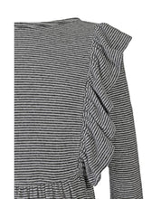 Load image into Gallery viewer, Black and Ivory Stripe Ruffle Dress
