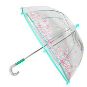 Load image into Gallery viewer, Girl&#39;s Clear Aqua/Pink Floral Print 17&quot; Umbrella
