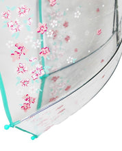 Load image into Gallery viewer, Girl&#39;s Clear Aqua/Pink Floral Print 17&quot; Umbrella
