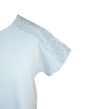 Load image into Gallery viewer, Light Blue Eyelet Trim Top

