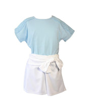 Load image into Gallery viewer, Light Blue Eyelet Trim Top
