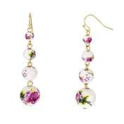 Load image into Gallery viewer, Floral Bead Linear Link Earrings

