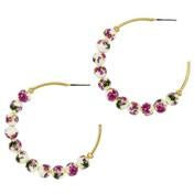 Load image into Gallery viewer, Floral Bead Hoop Earrings
