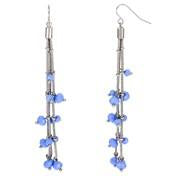 Load image into Gallery viewer, Blue Triple Linear Bead Drop Earrings
