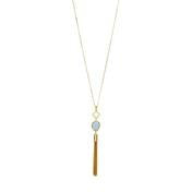 Load image into Gallery viewer, Blue Stone Tassel Necklace
