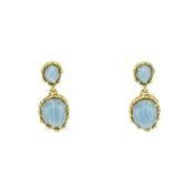 Load image into Gallery viewer, Blue Double Stone Earrings
