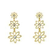 Load image into Gallery viewer, Blue Triple Flower Drop Earrings
