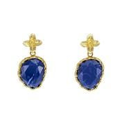 Load image into Gallery viewer, Dark Blue Stone Post Earrings

