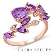 Load image into Gallery viewer, Amethyst &amp;  Diamond Leaf Ring
