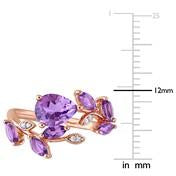 Load image into Gallery viewer, Amethyst &amp;  Diamond Leaf Ring
