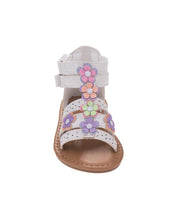 Load image into Gallery viewer, Girls White Multi Flower Gladiator Sandal
