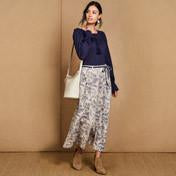 Load image into Gallery viewer, Button Front Floral Linen Skirt
