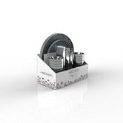 Load image into Gallery viewer, Grey Silver Coupe Pattern 56 Pc Party Set (Setting for 8)
