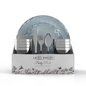 Load image into Gallery viewer, Ice Blue Silver Coupe Pattern 56 Pc Party Set (Setting for 8)
