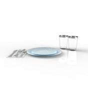 Load image into Gallery viewer, Ice Blue Silver Coupe Pattern 56 Pc Party Set (Setting for 8)
