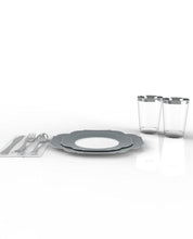 Load image into Gallery viewer, Grey Silver Flower 56 pc Party Set (Setting for 8)
