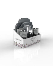 Load image into Gallery viewer, Grey Silver Flower 56 pc Party Set (Setting for 8)
