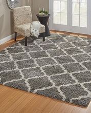 Load image into Gallery viewer, Laura Ashley Luxury Tile Shag Rug- Gray
