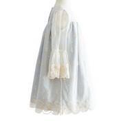 Load image into Gallery viewer, Blue/Ivory Embroidered Overlay Toddler Dress
