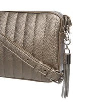Load image into Gallery viewer, Gold Quilted Square Cross Body Bag with Tassel
