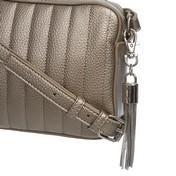 Load image into Gallery viewer, Gold Quilted Square Cross Body Bag with Tassel
