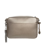 Load image into Gallery viewer, Gold Quilted Square Cross Body Bag with Tassel
