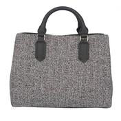 Load image into Gallery viewer, Grey Tweed Double Compartment Grab Bag
