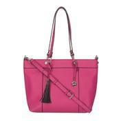 Load image into Gallery viewer, Fuschia Ring Handle Tassel Tote Bag
