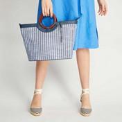 Load image into Gallery viewer, Canvas Stripe Ring Handle Grab Bag
