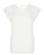 Load image into Gallery viewer, Ivory Frill Sleeve Satin Blouse with Back Tie
