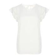 Load image into Gallery viewer, Ivory Frill Sleeve Satin Blouse with Back Tie
