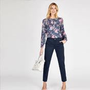 Load image into Gallery viewer, Blue Geranium Floral Blouse
