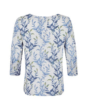 Load image into Gallery viewer, 3/4 Sleeve Twill Underwater Leaves Print Top
