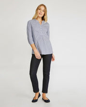 Load image into Gallery viewer, 3/4 Sleeve Flocked Dot &amp; Stripe Shirt
