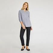 Load image into Gallery viewer, 3/4 Sleeve Flocked Dot &amp; Stripe Shirt
