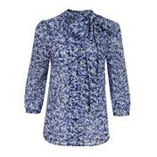 Load image into Gallery viewer, Cobalt Garden Floral Tie Neck Blouse
