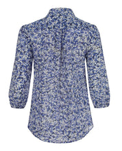Load image into Gallery viewer, Cobalt Garden Floral Tie Neck Blouse
